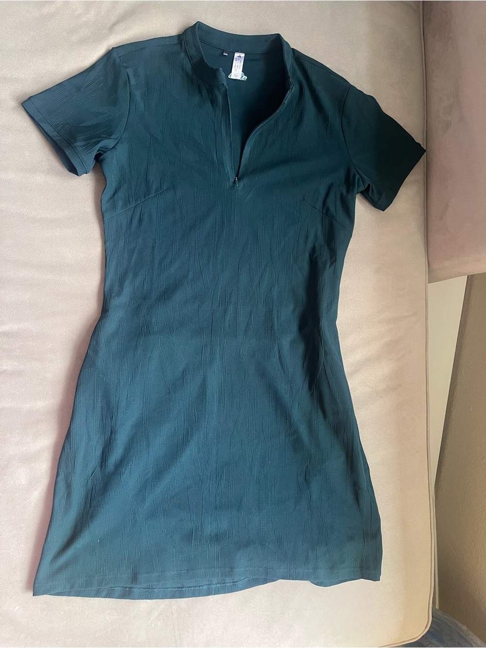 adidas Women's Short Sleeve Zip Tunic in Teal Green